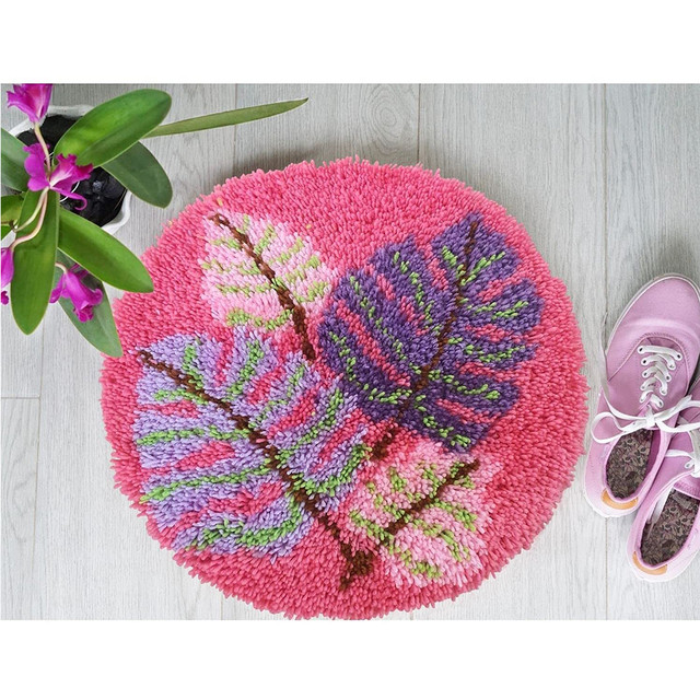 Crochet strings rugs Carpet embroidery with pattern Latch hook rug kits for  adults Cross stitch do it yourself Leaf Tapestry - AliExpress